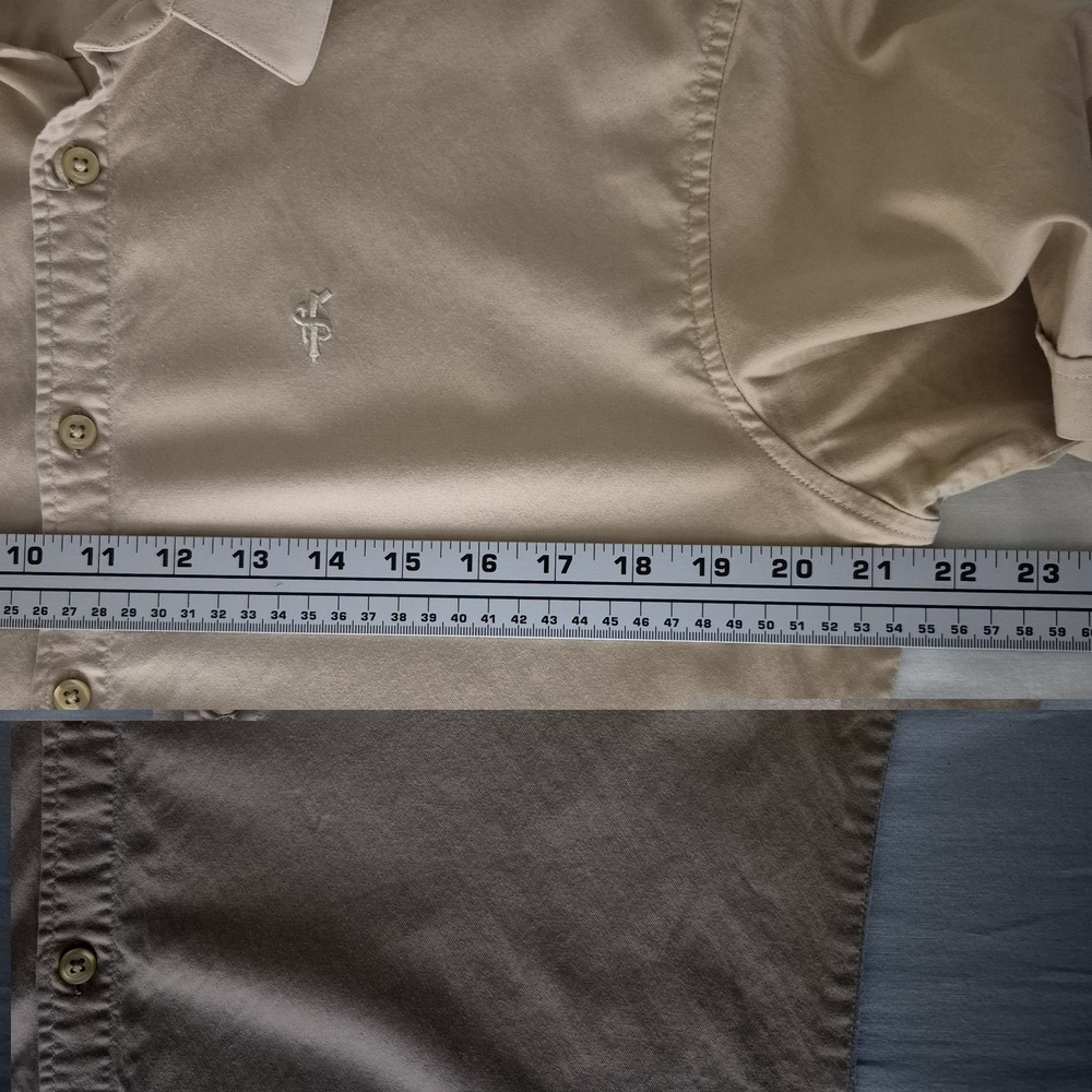 Father Sons Short Sleeve Khaki Tan Slim Fit Button Up Shirt Size XL - Picture 6 of 8